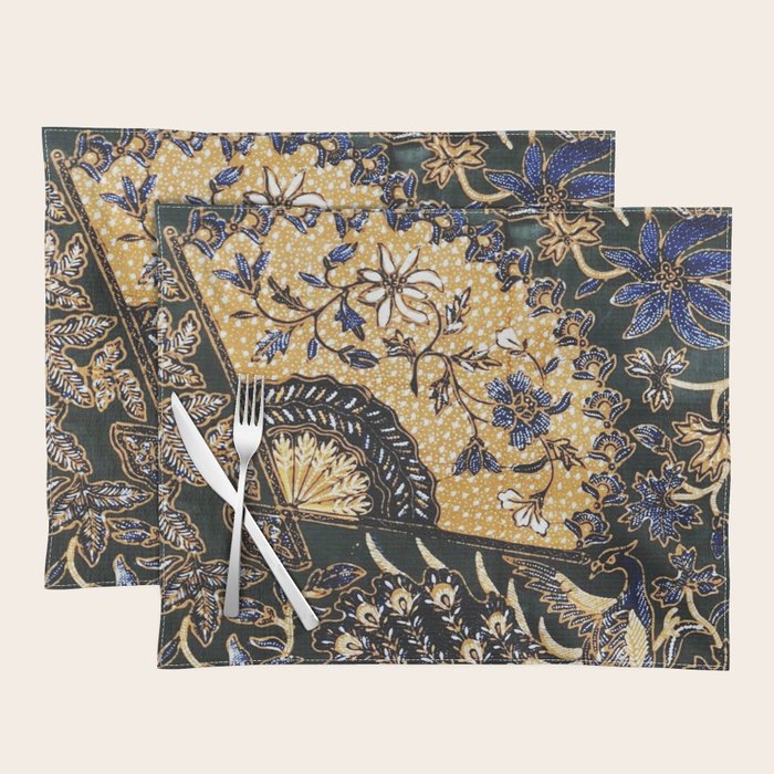 Vintage Indonesian Batik Print With Fan Placemat Gallery Image 1