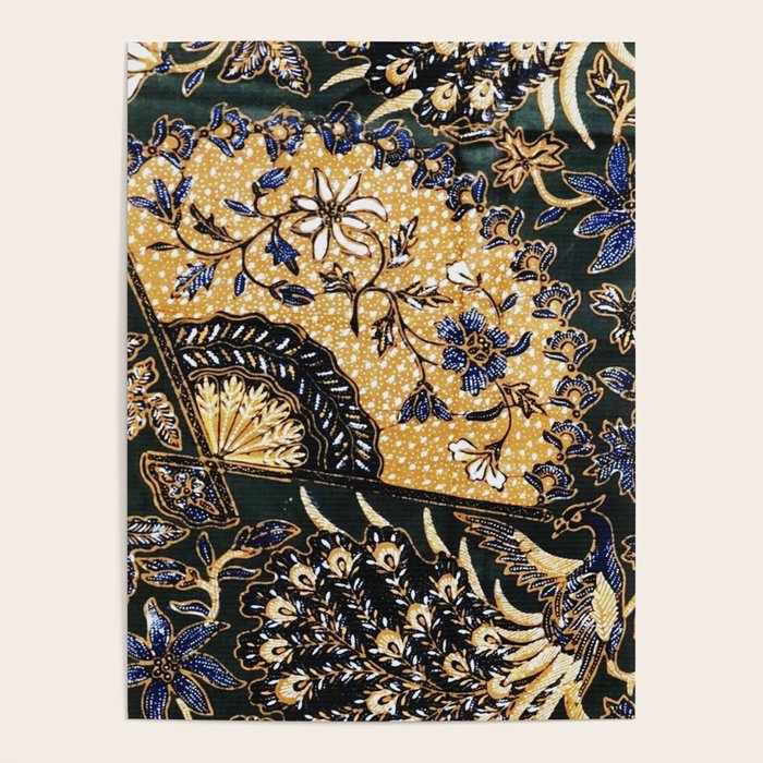 Vintage Indonesian Batik Print With Fan Poster Gallery Image 4