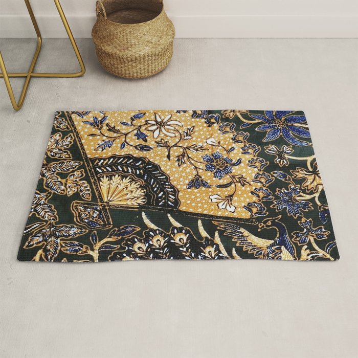 Vintage Indonesian Batik Print With Fan Rug Gallery Image 1