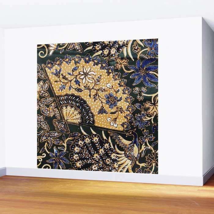 Vintage Indonesian Batik Print With Fan Wall Mural Gallery Image 2