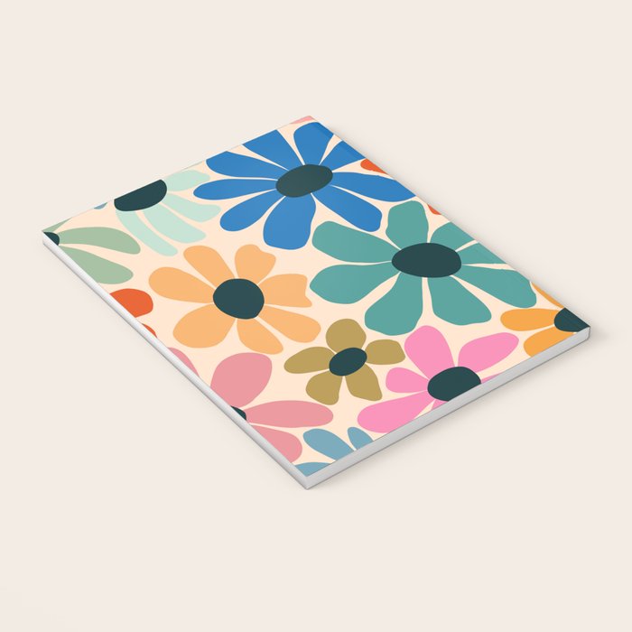 Retro Fun Floral - Rainbow color Notebook Gallery Image 3
