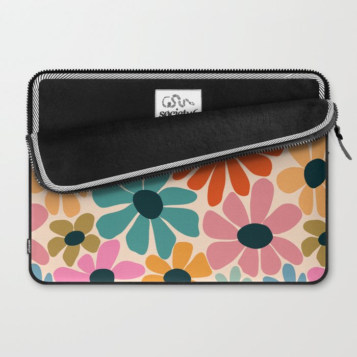 Retro Fun Floral - Rainbow color Laptop Sleeve Gallery Image 2