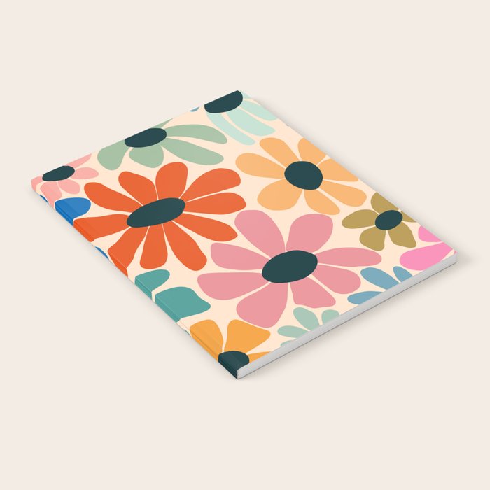 Retro Fun Floral - Rainbow color Notebook Gallery Image 2