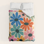 Retro Fun Floral - Rainbow color Comforter Gallery Image 6