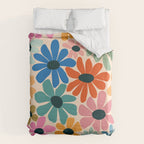 Retro Fun Floral - Rainbow color Duvet Cover Gallery Image 6