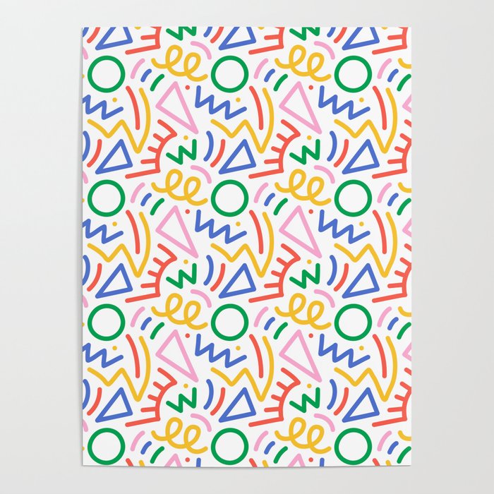 Fun colorful abstract line doodle art pattern Poster Gallery Image 4