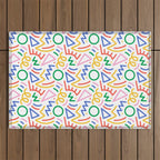 Fun colorful abstract line doodle art pattern Outdoor Rug Gallery Image 1
