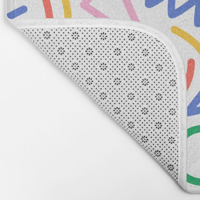 Fun colorful abstract line doodle art pattern Bath Mat Gallery Image 2