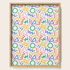 Fun colorful abstract line doodle art pattern Serving Tray Gallery Image 1