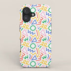 Fun colorful abstract line doodle art pattern iPhone Case Gallery Image 1