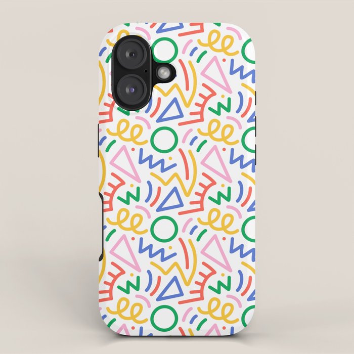 Fun colorful abstract line doodle art pattern iPhone Case Gallery Image 1