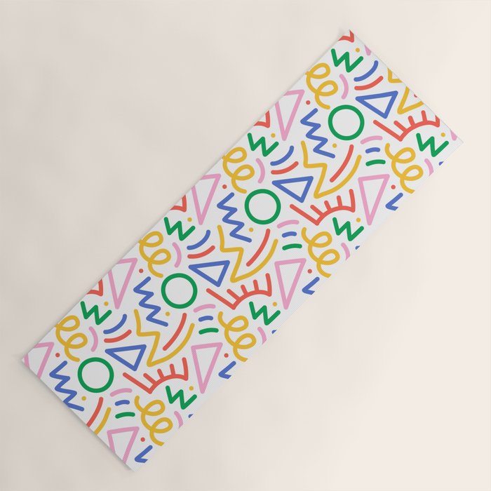 Fun colorful abstract line doodle art pattern Yoga Mat Gallery Image 1