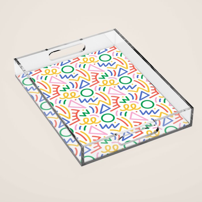 Fun colorful abstract line doodle art pattern Acrylic Tray Gallery Image 1