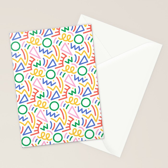 Fun colorful abstract line doodle art pattern Stationery Card Gallery Image 2