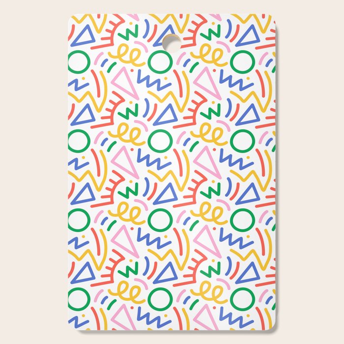 Fun colorful abstract line doodle art pattern Cutting Board Gallery Image 1