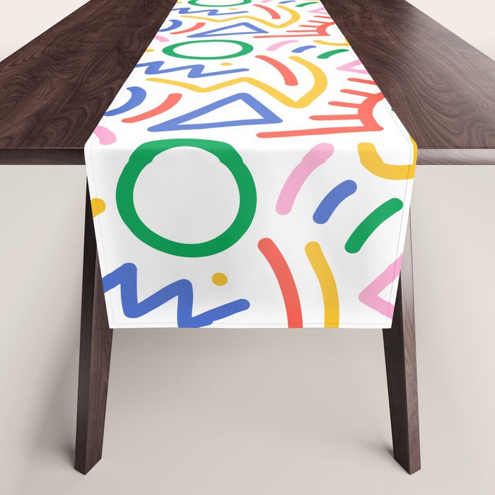 Fun colorful abstract line doodle art pattern Table Runner Gallery Image 1