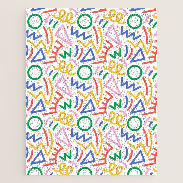 Fun colorful abstract line doodle art pattern Jigsaw Puzzle Gallery Image 1