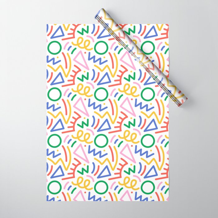 Fun colorful abstract line doodle art pattern Wrapping Paper Gallery Image 1