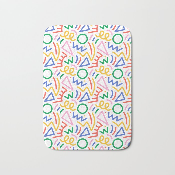 Fun colorful abstract line doodle art pattern Bath Mat Gallery Image 1