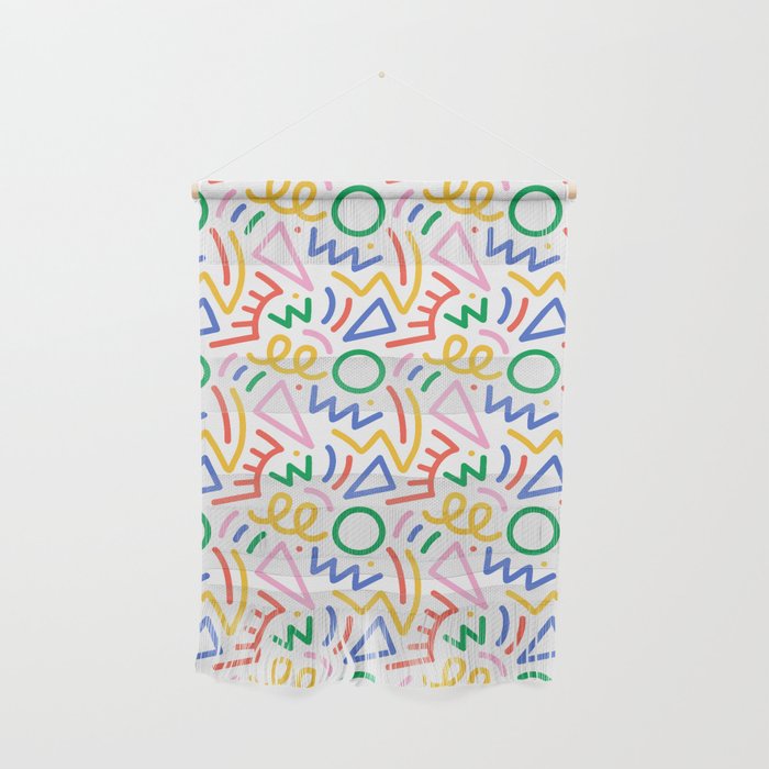 Fun colorful abstract line doodle art pattern Wall Hanging Gallery Image 1