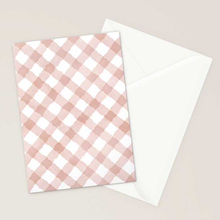 Hand Painted Pink Festive Gingham Theme Stationery Card Gallery Image 2