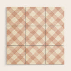 Hand Painted Pink Festive Gingham Theme Wood Wall Art Gallery Image 1