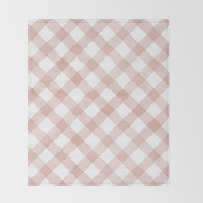 Hand Painted Pink Festive Gingham Theme Throw Blanket Gallery Image 2