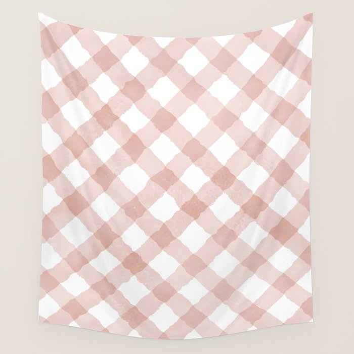 Hand Painted Pink Festive Gingham Theme Wall Tapestry Gallery Image 4