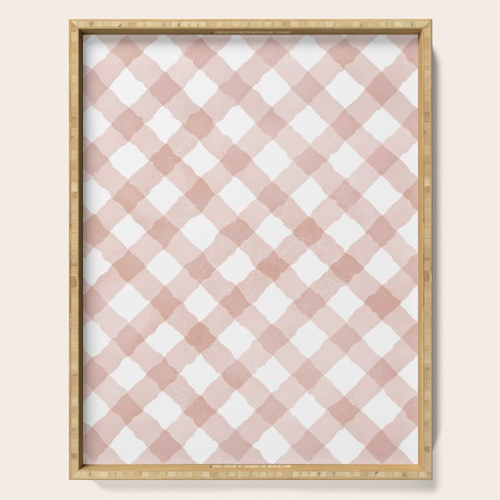 Hand Painted Pink Festive Gingham Theme Serving Tray Gallery Image 1