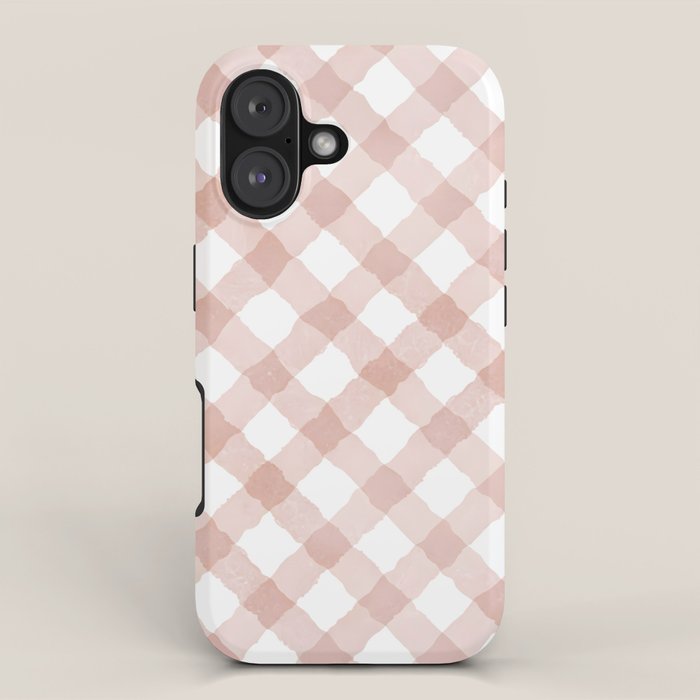 Hand Painted Pink Festive Gingham Theme iPhone Case Gallery Image 1