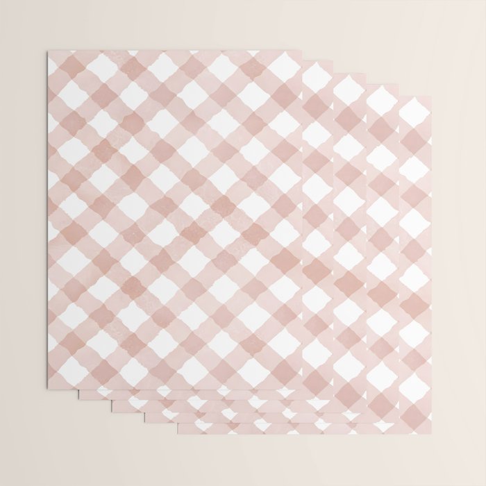 Hand Painted Pink Festive Gingham Theme Wrapping Paper Gallery Image 3