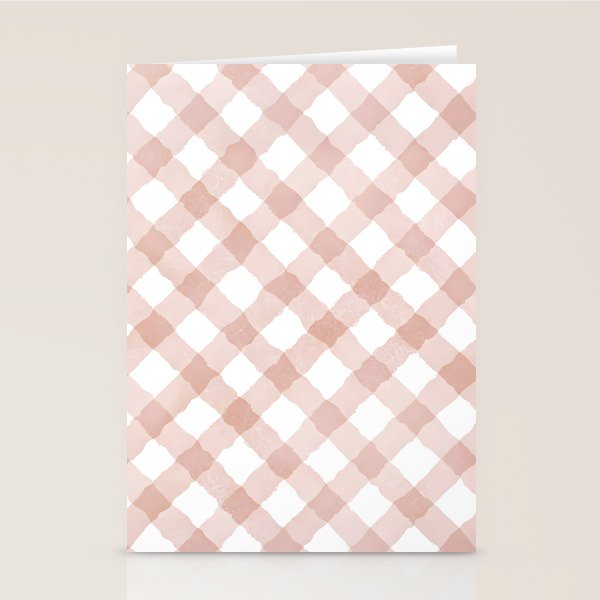 Hand Painted Pink Festive Gingham Theme Stationery Card Gallery Image 2