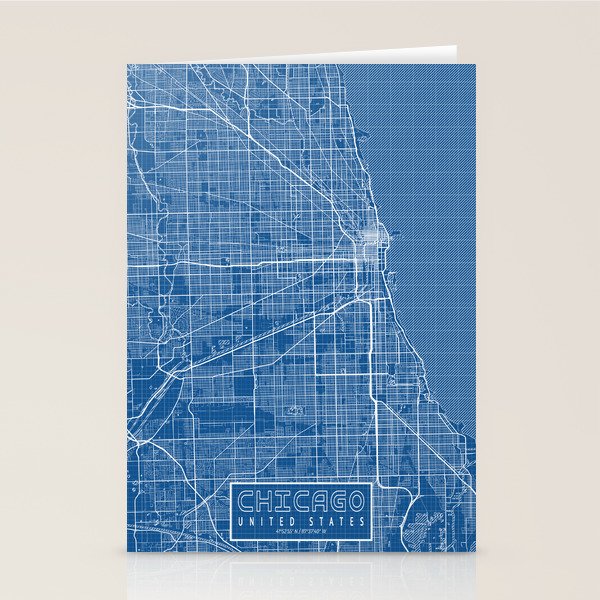 Chicago City Map of the United States - Blueprint Stationery Card Gallery Image 2