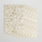 Decorative Art Deco, Leaves, Floral Prints, White and Gold Wrapping Paper Gallery Image 3