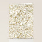 Decorative Art Deco, Leaves, Floral Prints, White and Gold Stationery Card Gallery Image 2