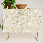 Decorative Art Deco, Leaves, Floral Prints, White and Gold Credenza Gallery Image 1
