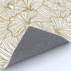 Decorative Art Deco, Leaves, Floral Prints, White and Gold Rug Gallery Image 4