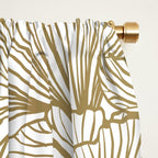 Decorative Art Deco, Leaves, Floral Prints, White and Gold Window Curtain Gallery Image 2