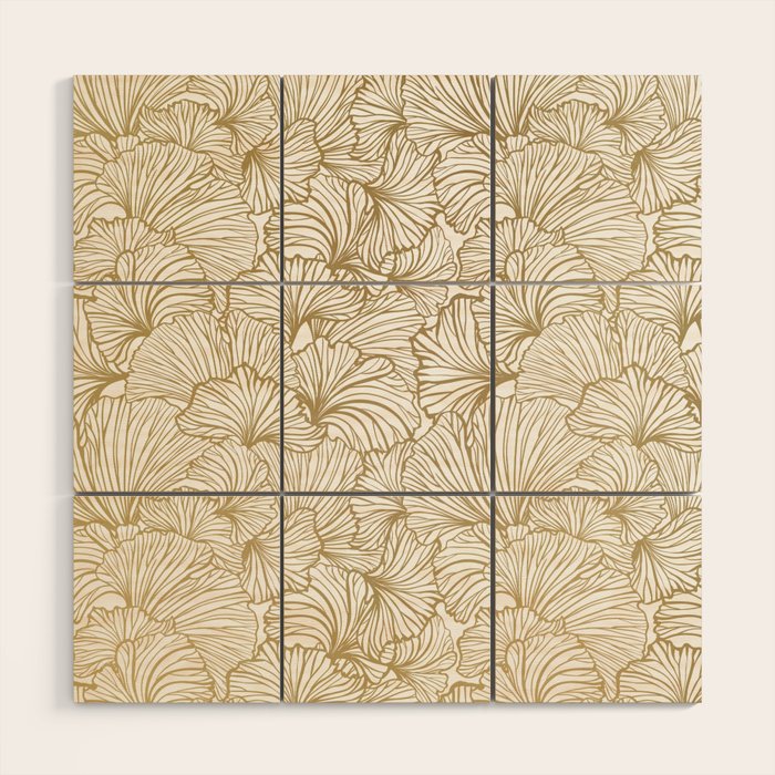Decorative Art Deco, Leaves, Floral Prints, White and Gold Wood Wall Art Gallery Image 1