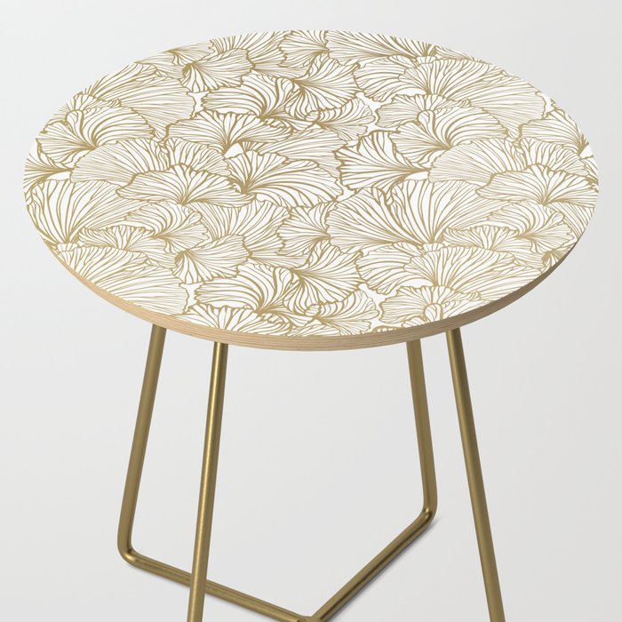 Decorative Art Deco, Leaves, Floral Prints, White and Gold Side Table Gallery Image 2