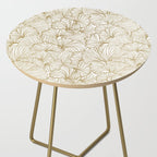 Decorative Art Deco, Leaves, Floral Prints, White and Gold Side Table Gallery Image 2