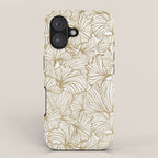 Decorative Art Deco, Leaves, Floral Prints, White and Gold iPhone Case Gallery Image 1
