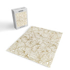 Decorative Art Deco, Leaves, Floral Prints, White and Gold Jigsaw Puzzle Gallery Image 2