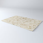 Decorative Art Deco, Leaves, Floral Prints, White and Gold Rug Gallery Image 3