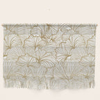 Decorative Art Deco, Leaves, Floral Prints, White and Gold Wall Hanging Gallery Image 1
