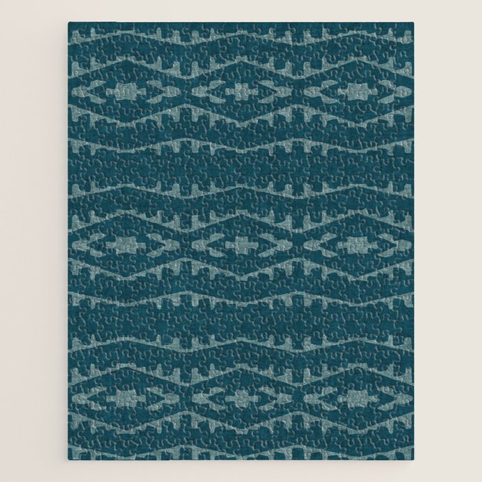 Country Western Pattern in Teal Jigsaw Puzzle Gallery Image 1