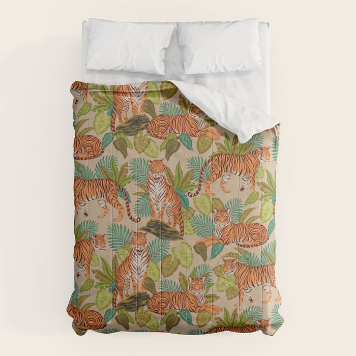 Jungle Tigers In Sand Brown Comforter Gallery Image 6