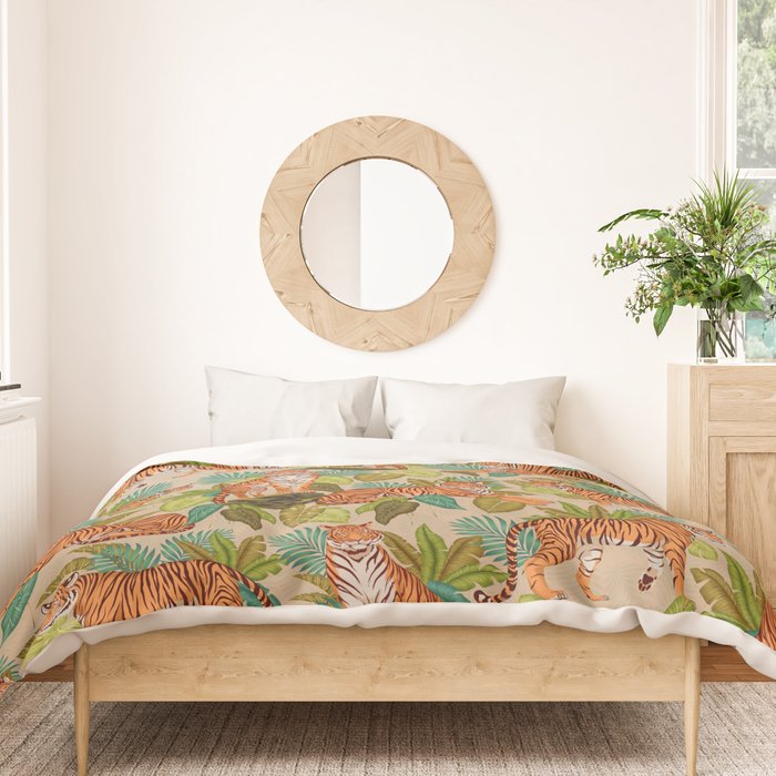 Jungle Tigers In Sand Brown Duvet Cover Gallery Image 3
