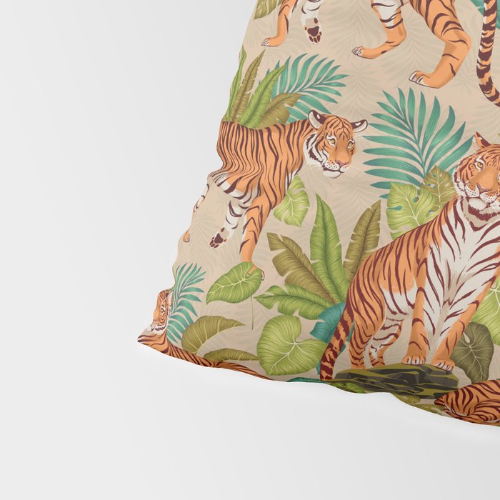 Jungle Tigers In Sand Brown Pillow Sham Gallery Image 4