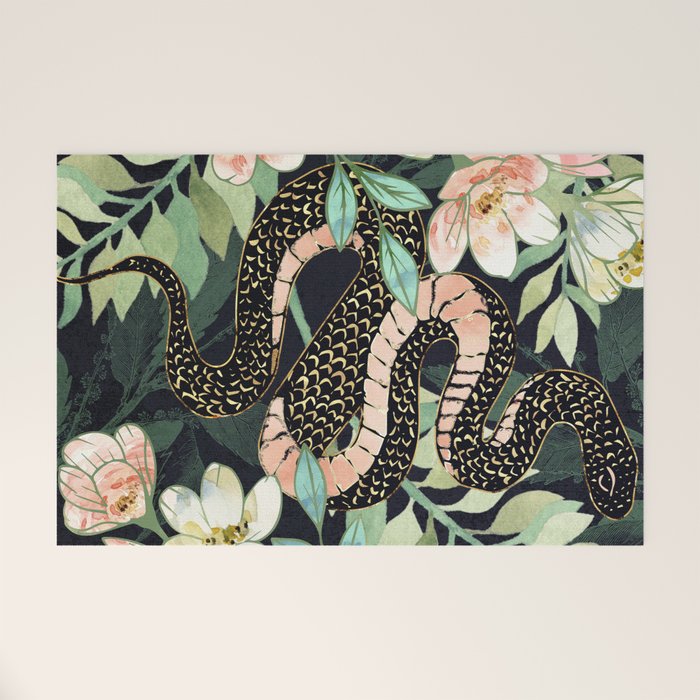 Metallic Floral Snake Welcome Mat Gallery Image 1